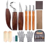 Wood Carving Hook Knife Set 6 in 1 Carving Kit Wood Carving Tools, Carving Hook Knife/Wood Whittling Knife/Chip Carving Knife/Carving Knife Sharpener/Cut Resistant