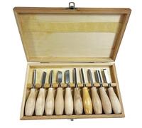Wood carving kit Juego de 10 mini cinceles for esculturas 130 mm, herramienta tallado con mango circular for carpintería, cincel precisión for grabado en madera