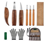 Wood carving kit Juego De Herramientas Talla Madera, 10 Uds., Con Detalle Cuchilla, Cincel, Guantes, Afilador Cuchillos, Carpintería