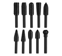 Wood Carving Rasp Drill Bit Set Of 10 - Steel Rotary File, 1/4in Shank, 1.2cm Head - Power Tool For DIY Engraving Polishing Grinding