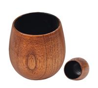 Wood Coffee Mug - 150 ml/350 ml Solid Wood Wine Cups, 2.64 x 3.03 x 3.15 Inches Heat Resistant Handmade Drinkware Teacup for Whiskey Beer Juice Milk Cocktails, Natural Wooden Mugs for Home Bar Kitchen