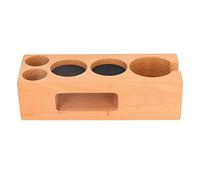 Wood Coffee Tamper Stand | 2.3in Holder for Coffee Machines/Secure - Grip Base with Card Slot | Beech Wood & Food - Safe Silicone Mat