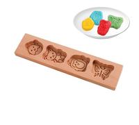 Wood Cookie Mold, Cartoon Biscuits Cutter Stamp, Handmade Wooden Pastry Mould Fondant Chocolate Cakes, Fun Cookie Press for Home Bakers Food Bloggers Birthday Wedding Cooking Class Decoration Tool