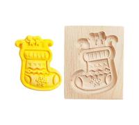 Wood Cookie Mold - Christmas Tree, Santa, and Snowman Design, Reusable Wooden Cookie Cutter, Festive Kitchen Tool for Holiday Baking, Shortbread, Cake, or Dessert Making