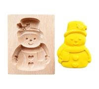 Wood Cookie Mold - Christmas Tree, Santa, and Snowman Design, Reusable Wooden Cookie Cutter, Festive Kitchen Tool for Holiday Baking, Shortbread, Cake, or Dessert Making