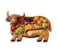 Wood Cow Charcuterie Board - Cheese Tray | Cow-Shaped Wooden Charcuterie And Cheese Platter, Perfect For Parents, Weddings, Housewarming, Christmas, Holidays, Kitchen, Table, Hosting, Food, And Fruit