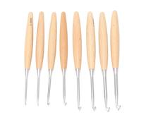Wood Crochet Hooks Set, 8Pcs 3.0mm-6.5mm Beech Handle Knitting Tools with Thick Diameter for Sweater Blanket Scarf Making, Ergonomic Design for Efficient Weaving, Portable Craft Ki