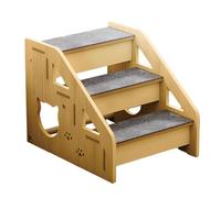 Wood Dog Steps, Wooden Pet Ladder, 3 Step Stairs Safe Couch Access, Indoor Pets Ramp for Elderly Puppies Apartments Balconies Terraces Sofas Home Use 15.55x11.42x13.47 Inch