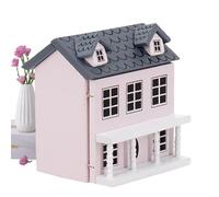 Wood Doll House - Miniature Villa Model, Cute Pocket Home, Detailed Furniture Set, Creative Decorative Small Scale Structure with Compact Design Carry Storage Box | For Girls Teens Adults Display