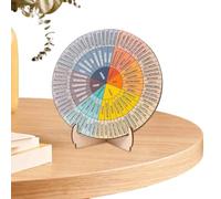 Wood Emotion Wheel: diseño de doble cara, sentimientos codificados por colores, soporte de exhibición de madera, tamaño de viaje compacto | Apoyo a la conciencia del estado de ánimo para la reflexión