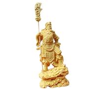 Wood Fang Shuei Sculpture - God of Wealth Statue | Chinese Fengshue Figurine Craft for Prosperity and Good Luck, Decorative Tabletop Ornament for Home, Office Living Room, Desk, Shelf Display | Home