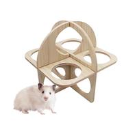 Wood Hamster House, Small Pet Fitness Ring Toy, Rodents Cage Play, Lightweight Natural Hideouts, Exercise Tunnel Ring for Hamsters, Mice, 4.92x4.92/5.12x3.74x3.15 inches