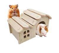 Wood Hamster House, Small Pet Fitness Ring Toy, Rodents Cage Play, Lightweight Natural Hideouts, Exercise Tunnel Ring for Hamsters, Mice, 4.92x4.92/5.12x3.74x3.15 inches