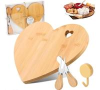 Wood Heart Shaped Cutting Board,Valentine Decorative Chopping Boards with Hearts Hole,Multipurpose Wood Kitchen Serving Platter for Meat,Cheese,Vegetables,Snacks,Fruit