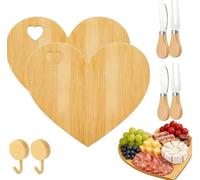 Wood Heart Shaped Cutting Board,Valentine Decorative Chopping Boards with Hearts Hole,Multipurpose Wood Kitchen Serving Platter for Meat,Cheese,Vegetables,Snacks,Fruit
