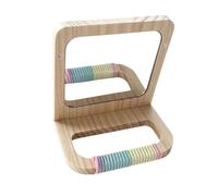 Wood Interactive Parrot Perch Stand Bird Mirror for Cage Training Holder