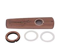 Wood Kazoo Flute, Wooden Play Guitar Ukulele Accompaniment Harmonica, Diaphragm Wind Instrument with 2 Flute Films and Mouth, Portable Musical Instrument for and Adults (Walnut)