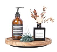 Wood Lazy Susan - Organizador Giratorio de Cocina para Armario, decoración de baño, Bandeja Decorativa Redonda para tocador, encimera, Fregadero, Mesa de café, 10 Pulgadas, marrón