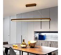 Wood LED Pendant Light Fixture for Kitchen Island Dimmable Linear Chandelier Dining Room Living Bar and Office