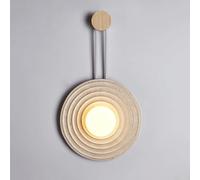 Wood Light Retro Globe Glass Lamp Round Yellow Travertine with Screw Thread Finish Art Wall Sconces Contemporary Creative Home Decor Lighting, G9(Wood)