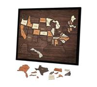 Wood Map Puzzle, Commemorative National Board, 12.8 Inches Country Wall Decor with Puzzle Pieces, Travel Map Puzzles with Durable Build, Educational Maps for Bedroom Apartment and Living Room