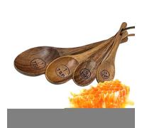 Wood Measuring Cups and Spoons Set, Farmhouse Wooden Coffee Scoop, Coffee Beans Sugar Salt Seasoning Scoop, Honey Measuring Accessories