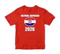 WOOD MEETS COLOR 2026 Fútbol Familias Look coordinado Camisetas Parejas y familias de Aficionados al fútbol Top Camisetas para Deporte(niños-Croacia-7T)