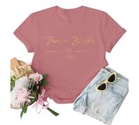 WOOD MEETS COLOR Camiseta del Equipo de Novia, Camiseta para Mujer, Camiseta de Dama de Honor (Personalizzato Bride Rose L)