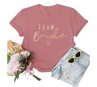 WOOD MEETS COLOR Camiseta del Equipo de Novia, Camiseta para Mujer, Camiseta de Dama de Honor (S-2XL), Rosa de Novia de Oro Rosa, M