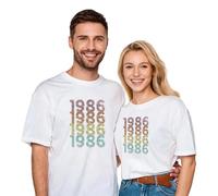 WOOD MEETS COLOR Vintage Jahrgang 1986 Camiseta Hombre Mujer, 40. Regalo de cumpleaños Retro Camiseta de cumpleaños para 40 años（Hombre Blanco3 M）