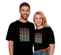 WOOD MEETS COLOR Vintage Jahrgang 1986 Camiseta Hombre Mujer, 40. Regalo de cumpleaños Retro Camiseta de cumpleaños para 40 años（Hombre Negro3 M）