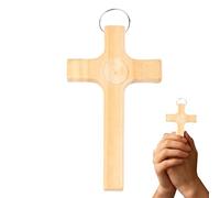 Wood Mini Cross Decor, Portable Christian Desk Ornament, 10.8x6.3x1.2cm/4.25x2.48x0.47 Inches, Small Wooden Pocket Prayer Cross Set, Religious Desk Accent Piece, Spiritual Decor for Home Office