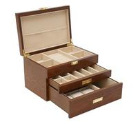 Wood Organizer Jewelry And Watch Display Case Storage Box Convenient para Joyas y Pendientes(Brown)
