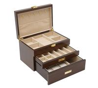 Wood Organizer Jewelry And Watch Display Case Storage Box Convenient para Joyas y Pendientes(Coffee)