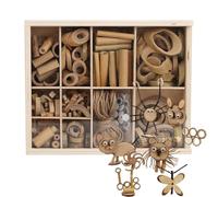 Wood Ornament Craft Supplies - Unfinished DIY Wooden Parts, Kid-Friendly Creative Project Set, Handmade Decorations For Ages 3+, School, Birthday, Holiday Crafts | Kit portátil Easter, Christm