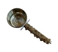 Wood Perch For Bird Cage - Wood Stainless Steel 26 x 10 x 5 cm | Bird Stand With Food Bowl | Stable Parrot Perch For Budgies Parakeets Cockatiels And Medium Parrots