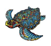 Wood Puzzle, Animal Puzzle, 3D Game, Irregular Cut Pieces, Educational Brain Teaser, for Adults and Kids, Turtle Shape Wooden Game, 11 Inches, Multicolor, 1 Set