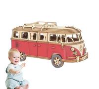Wood Puzzle Bus - Kit modelo de madera CAMPINGUS, Creative Learning Toys Educational | Set de manualidades para niños y adultos, modelo de autobús turístico artesanal de madera, decoración de la s
