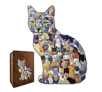 Wood Puzzle - Cat Jigsaw Game | Wooden Puzzle with 183 Interlocking Pieces, Brain Teaser with Animal Shape for Family Play, Board Game Set for Home School Party Activity
