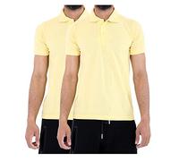 WOOD QUAIL Paquete de 2 camisetas tipo polo unisex para niños - Uniforme escolar para niños (manga corta o larga, de 4 a 12 años), 2 unidades, color amarillo H/S para niños, 8-9 años