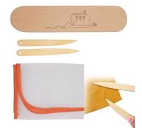 Wood Seam Quilting Clapper Block - Beech Wood Tailor’s Clapper Set | Multi Purpose Sewing Tool For Fabric Flattening Seam Pressing Point Turning | Includes Ironing Pad Bamboo Point Turner