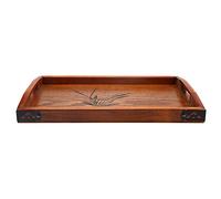 Wood Serving Tray, Wood Serving Platter with Handle Large Ottoman Trays Rectangular Decorative Tray for Kitchen