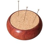 Wood Sewing Pin Cushion, Round Cork Pincushion, Compact Size for Quilting Work, Portable Storage Detail, Sewing Supply Feature, Craft Utility for Women Friends Family Projects