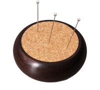 Wood Sewing Pin Cushion, Round Cork Pincushion, Compact Size for Quilting Work, Portable Storage Detail, Sewing Supply Feature, Craft Utility for Women Friends Family Projects