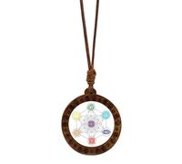 Wood Sri Yantra Amulet Collar Hexagram Sacred Geométrico Patrón De Claves Cadena De Clavícula Hecho A Mano Joyería Geometría Sagrada Joyería
