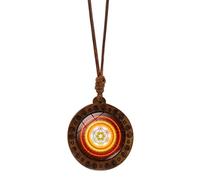 Wood Sri Yantra Amulet Collar Hexagram Sacred Geométrico Patrón De Claves Cadena De Clavícula Hecho A Mano Joyería Geometría Sagrada Joyería