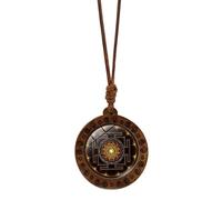 Wood Sri Yantra Amulet Collar Hexagram Sacred Geométrico Patrón De Claves Cadena De Clavícula Hecho A Mano Joyería Geometría Sagrada Joyería