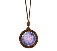 Wood Sri Yantra Amulet Collar Hexagram Sacred Geométrico Patrón De Claves Cadena De Clavícula Hecho A Mano Joyería Geometría Sagrada Joyería