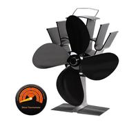 wood stove fan, Estufa de leña con ventilador de 4 aspas, alimentada por calor, ecológica y silenciosa. Ideal for mantener el hogar cálido en invierno.,for home(With thermometer)