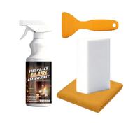 Wood Stove Glass Cleaner - Heavy-Duty Cleaning Agent | 150ml Fireplace Door Dust Remover For Steel Grates Soot Creosote Kitchen Outdoor Indoor Brick Stone Tile Marble, Carbon Ash Scrubber Set
